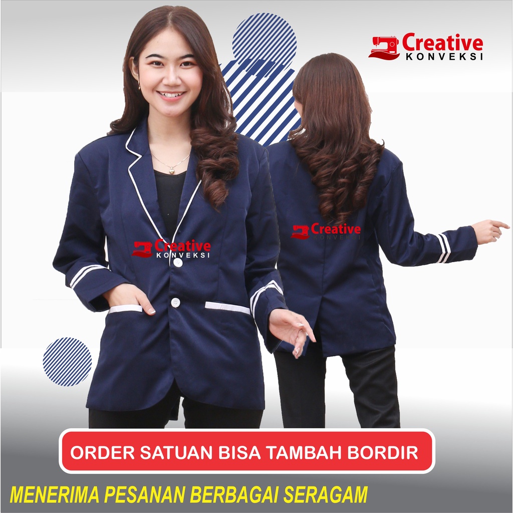 (BISA COD) Jas Sekolah navy lis putih BISA TAMBAH BORDIR OSIS , Spesialis Jas Almamater Sekolah pondok pesantren / jas osis komunitas, jas santri / BLAZER NAVY / JAS ROHIS