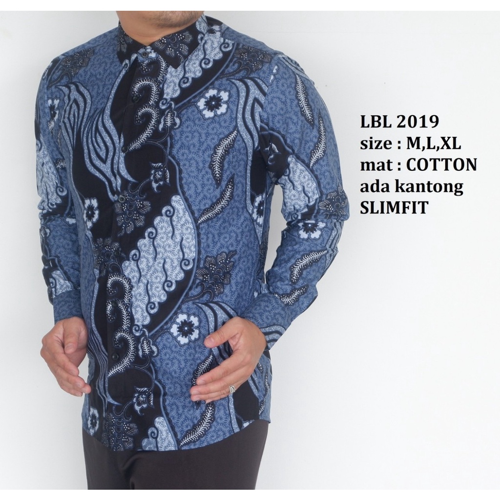 Baju Batik Pria Slimfit Kemeja Lengan Panjang Hem Slim Fit LBL 2019