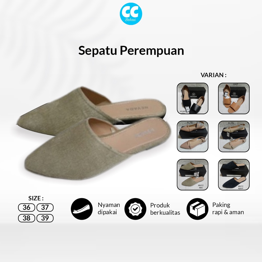 Sepatu Sandal Wanita Selop Nevada Original Murah Terbaru Sendal Perempuan Slop Kekinian
