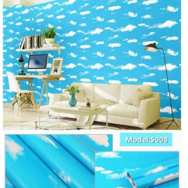 Wallpaper Sticker dinding Motif Awan langit plafon biru Sky Ukuran 45 cm x 9 m GH001 / CY1102 {TDP.2