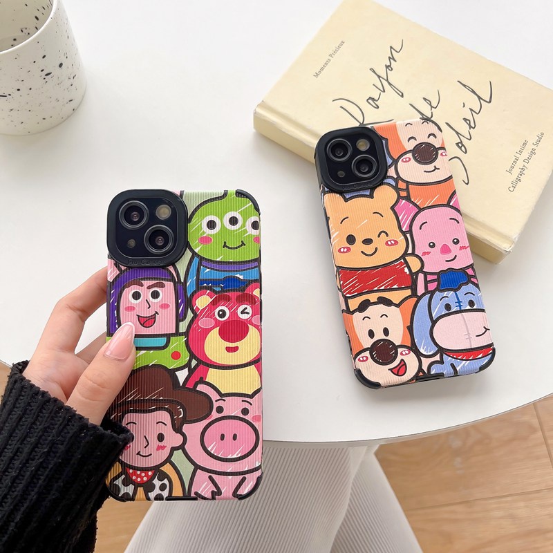 Toy Story Leather SoftCase iP iPhone 7 8 + Plus XS XR 11 12 13 14 Pro Max Pink Casing hp iPhone XR kESING