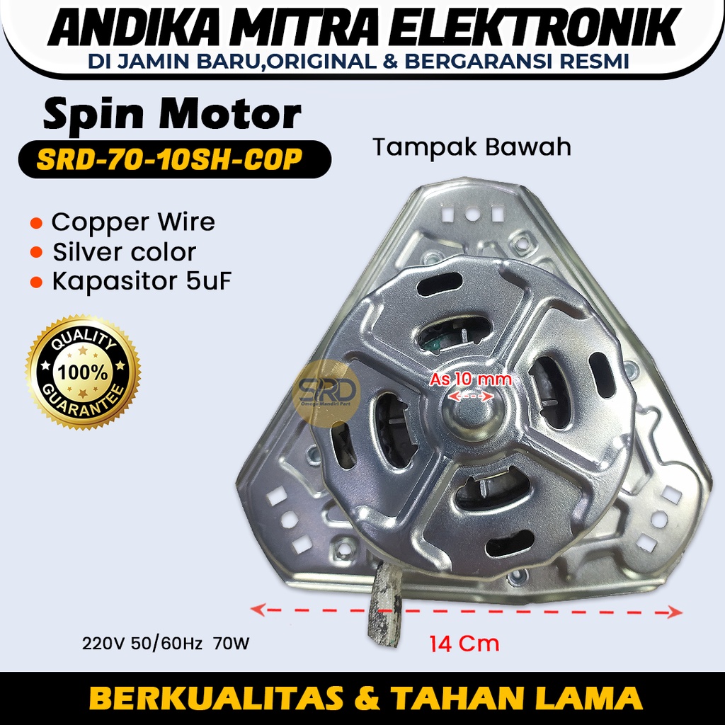 (B) Dinamo Spin Tembaga Mesin Cuci SRD 70 - 10SH - COP As 10 mm Semua Merek