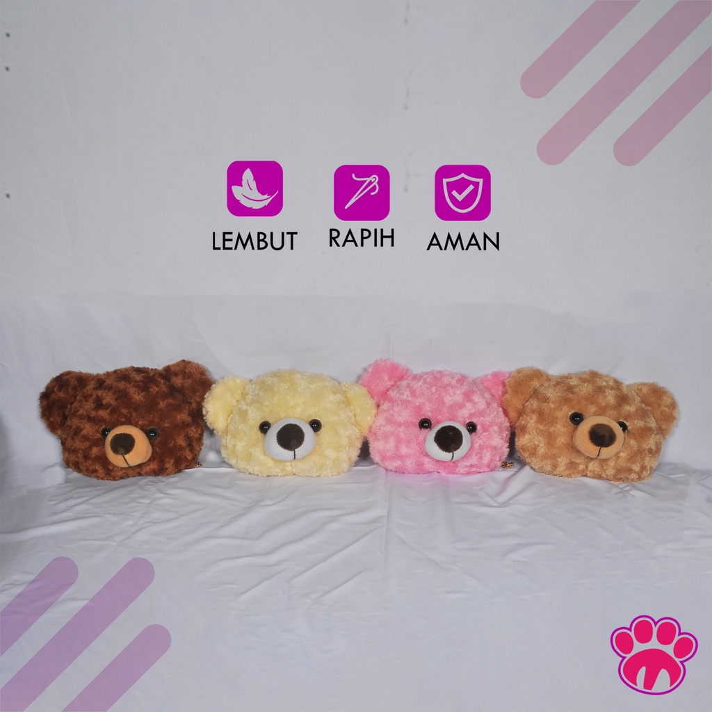 Tas Selempang Slempang  Rantai Kepala Teddy Bear Rangkul Couple Boneka Anak Dewasa Tiktok Viral Bulu