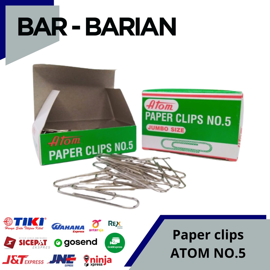 

Paper clips / Penjepit Kertas ATOM NO.5 (per pak isi 10 box)