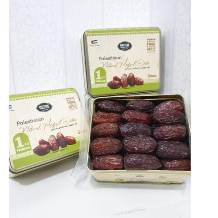 

❋ Kurma Medjool Palestina Premium Jumbo Grade A 1kg / Original Palestine Dates//Kemasan Kaleng ✭