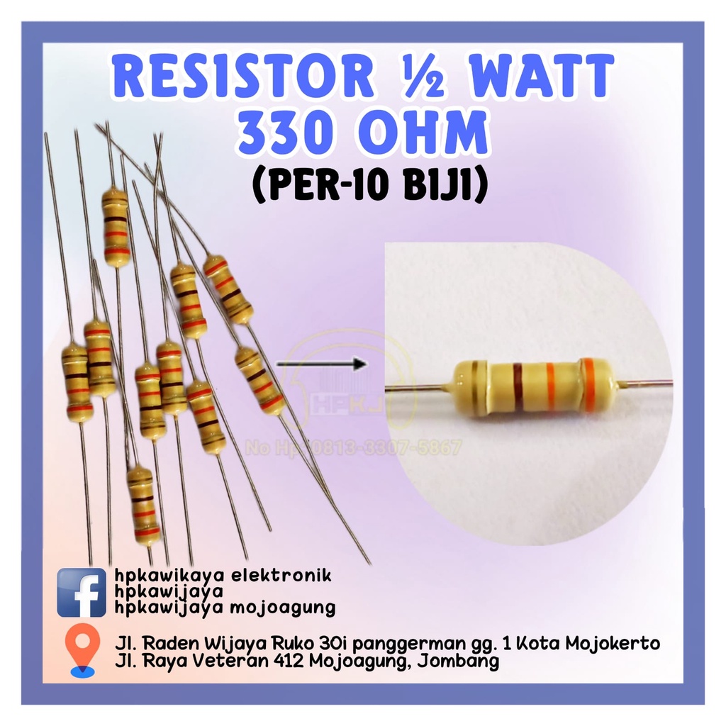( 10PCS ) RESISTOR 1/2 WATT 330 OHM 1/2watt 330 ohm R 1/2 watt 330ohm