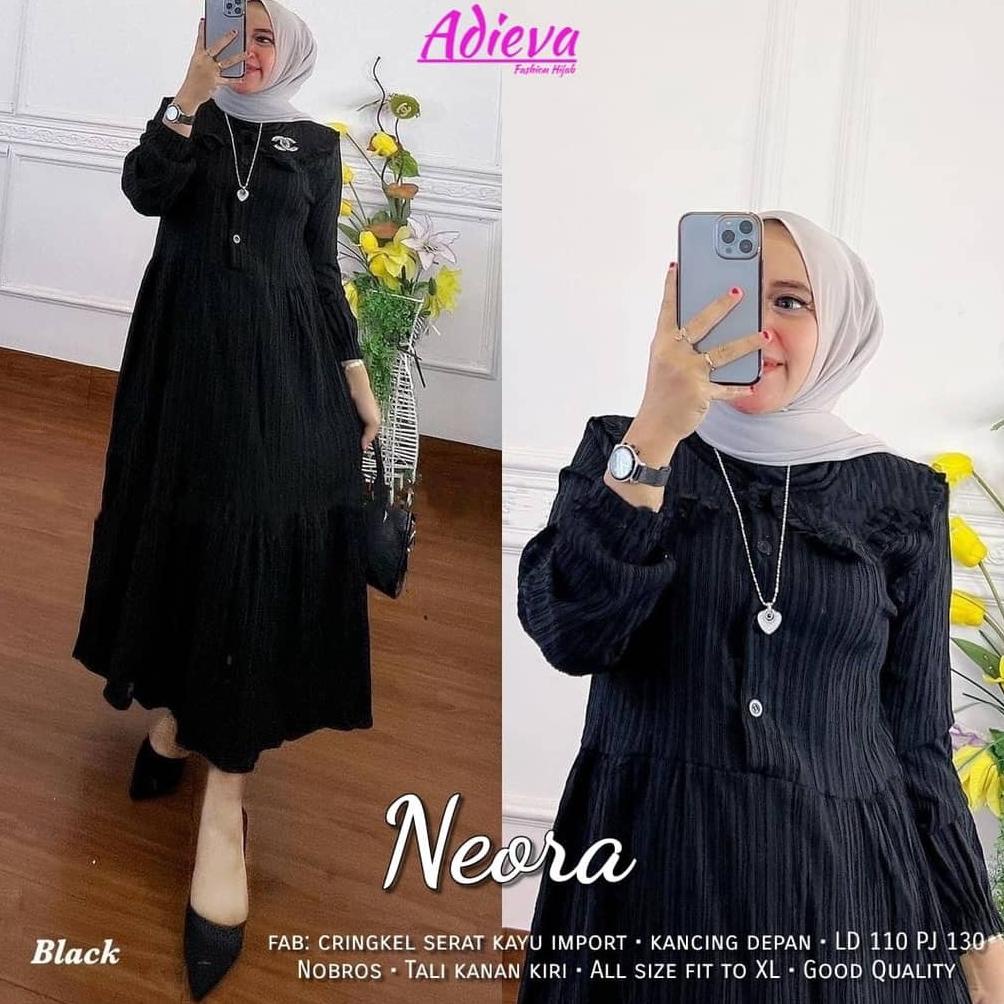 Terbaru NEORA DRESS MIDI CRINKLE / GAMIS JUMBO / GAMIS BUSUI / GAMIS POLOS CRINGKLE SERAT KAYU LADY 