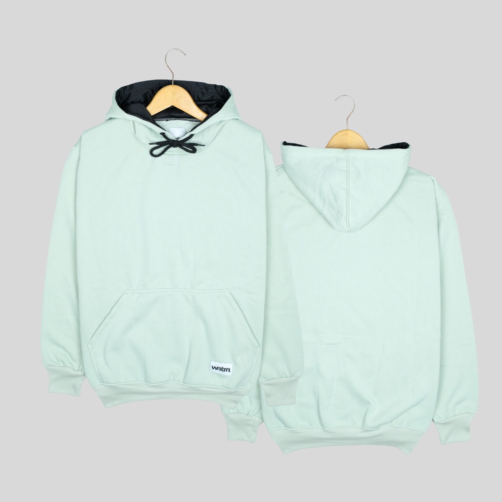 Sweater Hoodie Cowok Polos Distro Pria Warna Pastel Sage Green Mint Switer Hodie Bahan Fleece Tebal