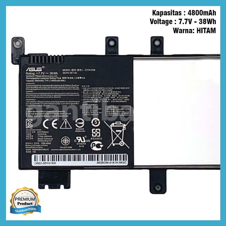 Baterai Laptop ORI ASUS A442 A442U A442UF A442UR C21N1638