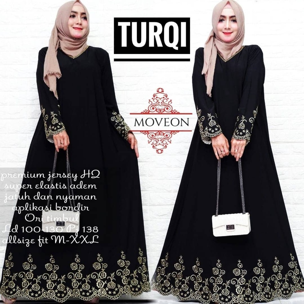 Turkey #2 Maxy Turkey Maxy Turqi 2 Maxy Turki Gamis Jumbo Jersey Motif Bordir xxxl Ld 130cm Arabian Abaya Gamis Lebaran Remaja Muslimah Terbaru Seragaman Pengajian Murah Dress Wanita Muslimah Syar'i Gamis Polos Tebal Premium Warna Hitam