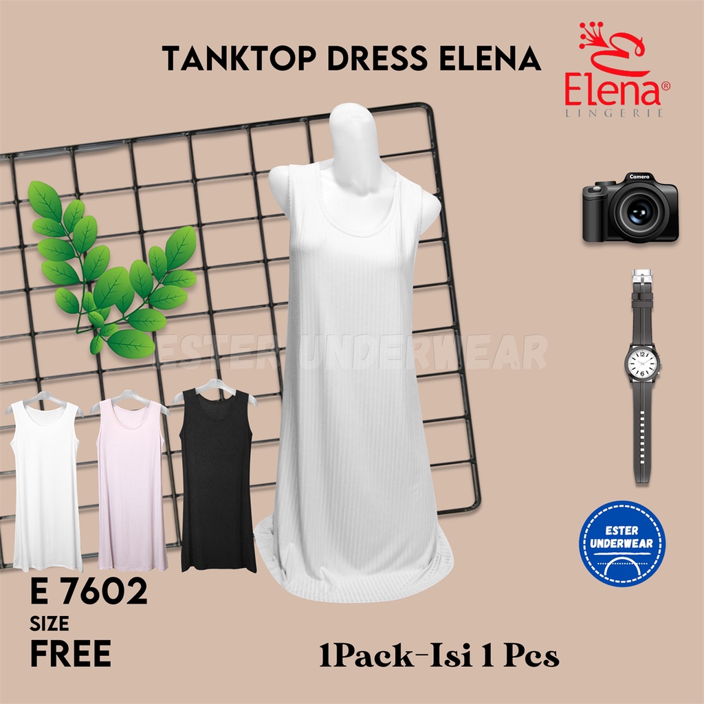 Baju Tidur Dress Elena Wanita Katun Super Lembut E 7602 Tanktop 1 Pcs