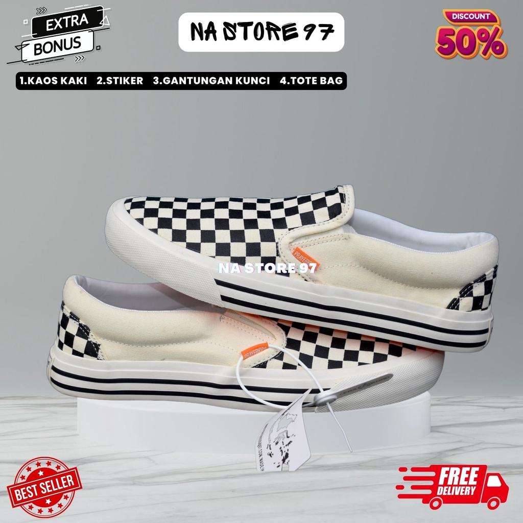 Sepatu PRAYERKIDS  Vans Slip On Mono OG Checkerboard Black White PREMIUM BNIB