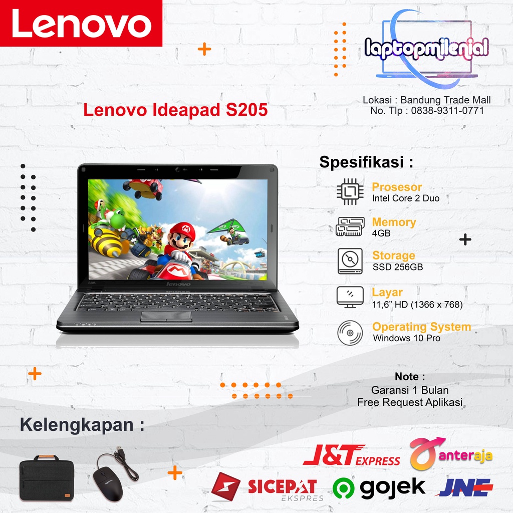 Lenovo Ideapad S205 Intel Core 2 Duo Ram 4GB/256GB Win 10 Siap Beroperasi Dan Berkualitas