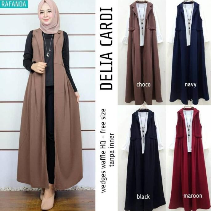 Delia Cardi long cardy outer wanita cardigan muslim rompi wanita
