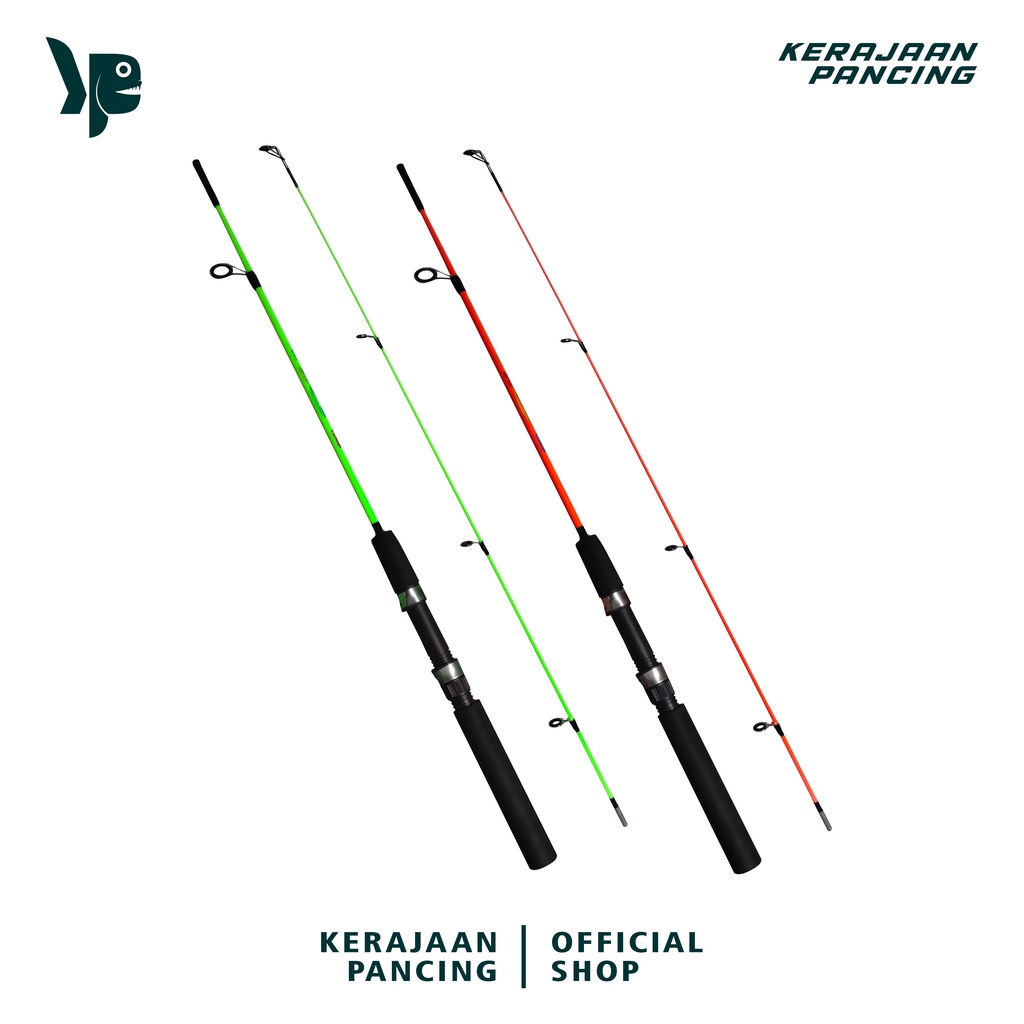 KERAJAAN PANCING - Joran Pancing Super Lentur Warna Hijau Dan Merah Panjang 120cm - 150cm Bahan Fibe