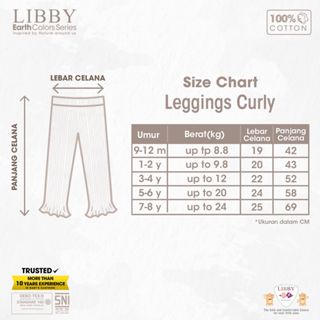 LIBBY BABY LEGGING CURLY GIRL LEGGING ANAK PEREMPUAN CELANA PANJANG ANAK PEREMPUAN 9 BULAN - 8 TAHUN