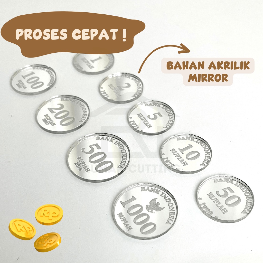 [KOIN REPLIKA] Uang Koin Replika 1 rupiah Uang Kuno Uang Jaman Dulu Uang koin Akrilik Replika Dummy 