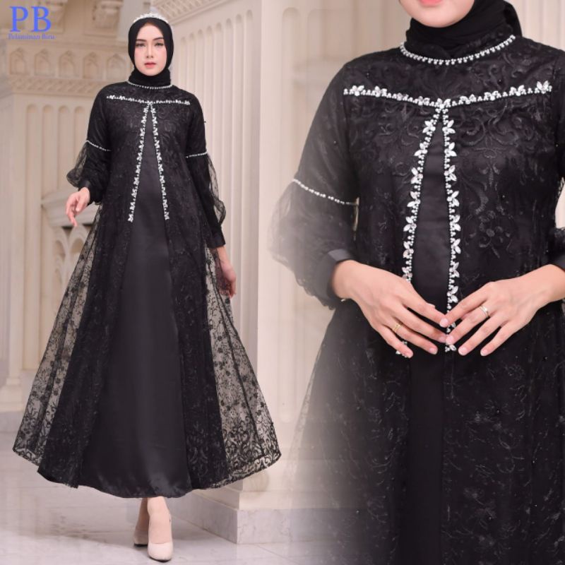 Gamis Tile Regina Kombinasi Payet Mutiara Modern/ Gamis Tile/ Gamis Kondangan/ Gamis/ Gamis Cardigan/ Gamis Mutiara/ Gamis Outer/ Gamis Seragaman/ Gamis Cantika/ Gamis Modern