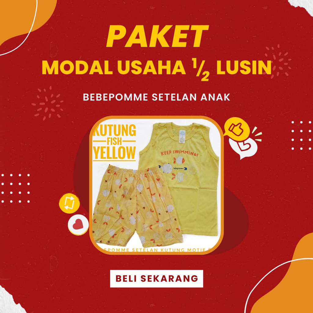 PAKET MODAL USAHA 1/2 LUSIN SETELAN KUTUNG BAYI DAN ANAK USIA 3-6 TAHUN/BEBEPOMME BAJU TIDUR