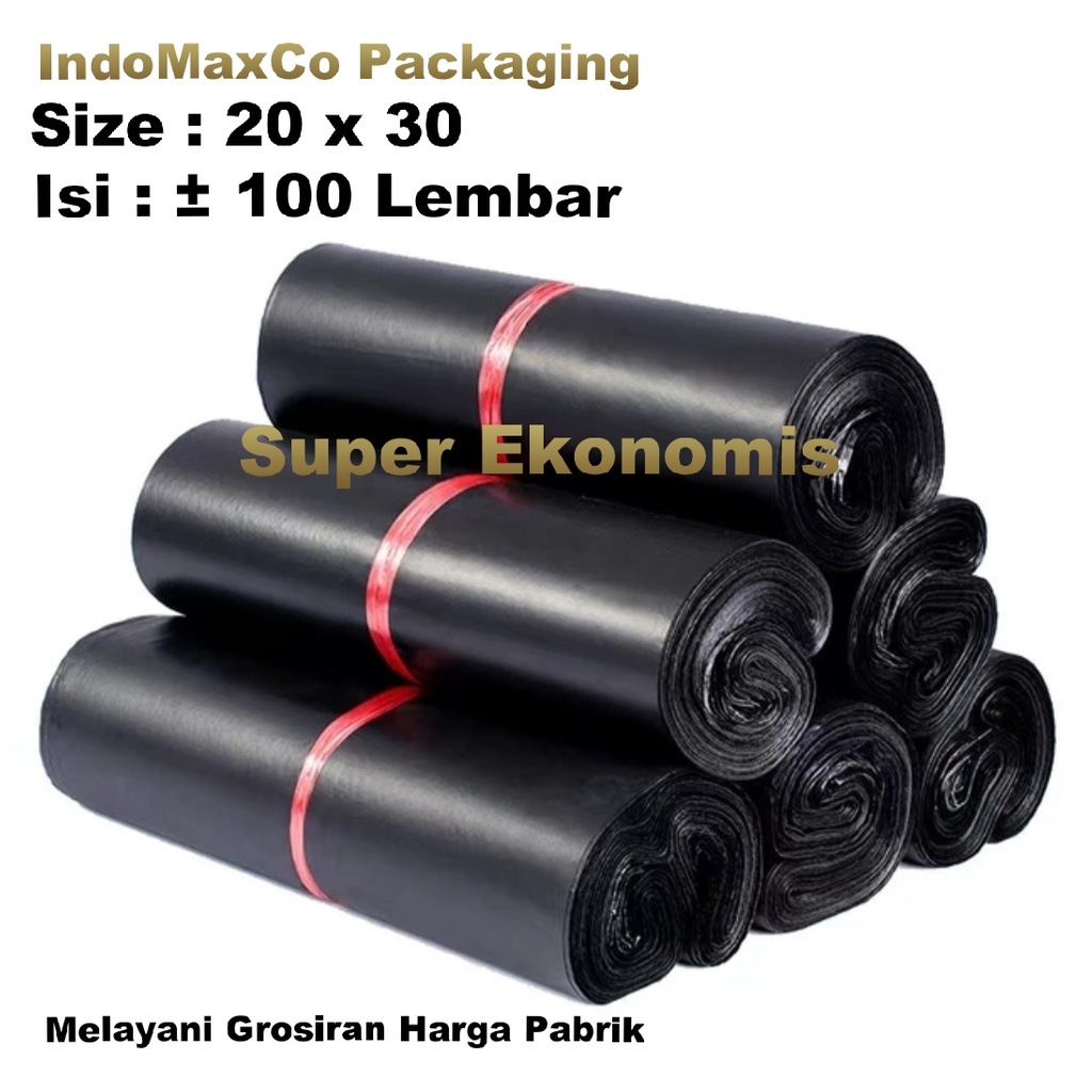 

Polymailer Kantong Plastik Packing Super Ekonomis Hitam 20 x 30 Cm / Plastik Packing Baju, Accesories / Packing Olshop