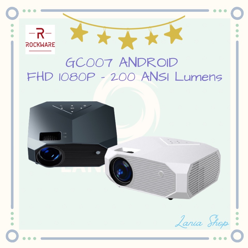 ROCKWARE GC007 ANDROID - Smart Projector FHD 1080P - 200 ANSI Lumens