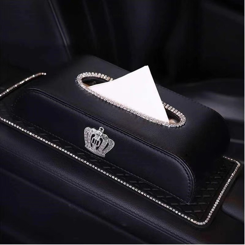 Tissue Car Kotak Tisu Mobil Leather Kulit Dashboard Mahkota Crown Premium Quality