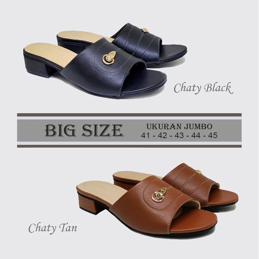 CHATY X ZAGIB | Sandal Wanita Big Size Kulit Kerja Pesta Ibu Ibu / Heels Ukuran Jumbo 41-42-43-44-45