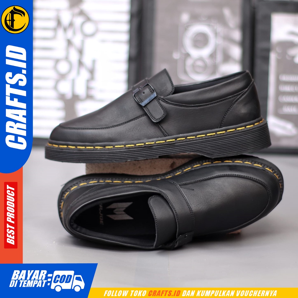 Sepatu Pantofel Formal Loafers Docmart Kerja Hitam Pria Crafts Nagi