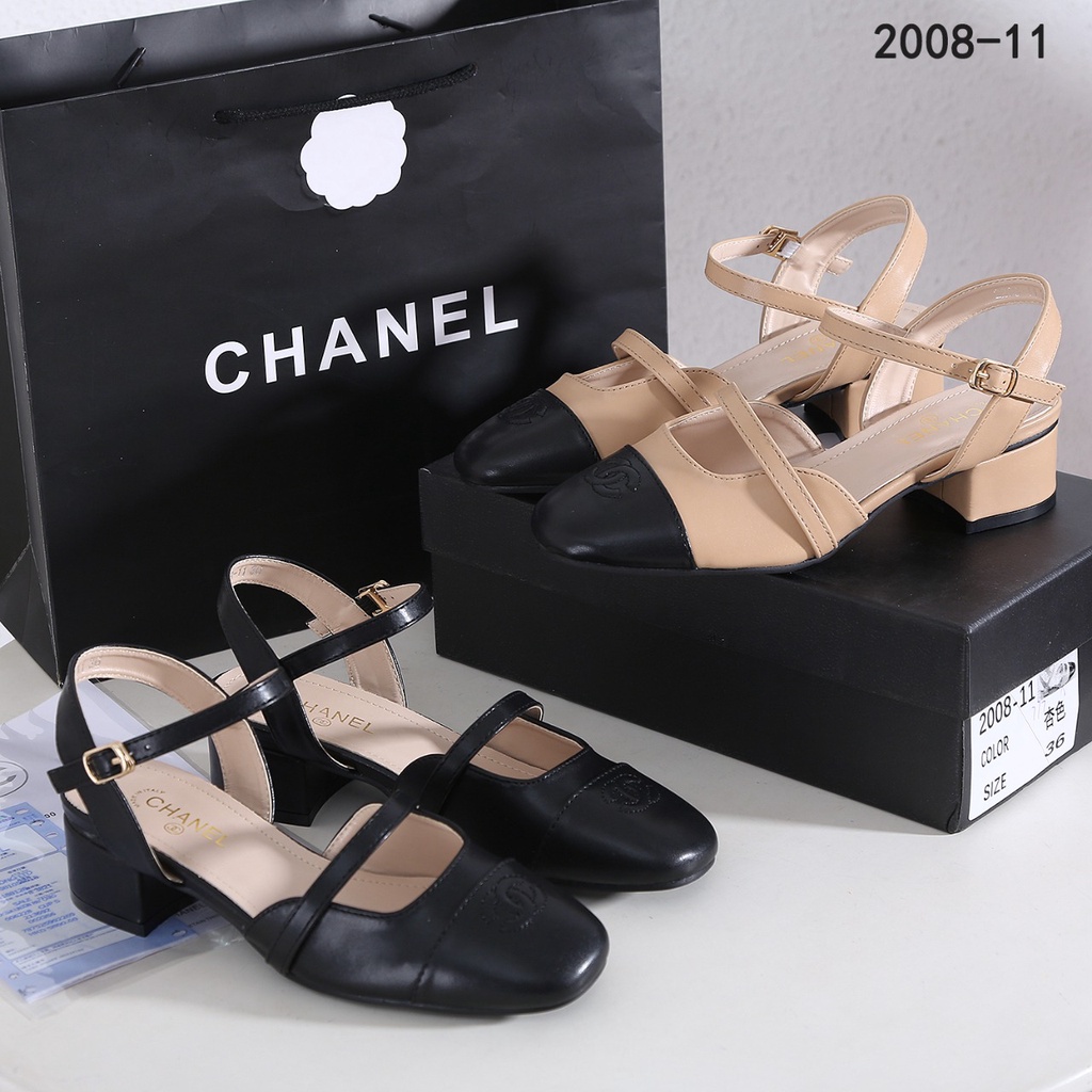 CH Leather Block Heel Slingback Shoes 2008-11