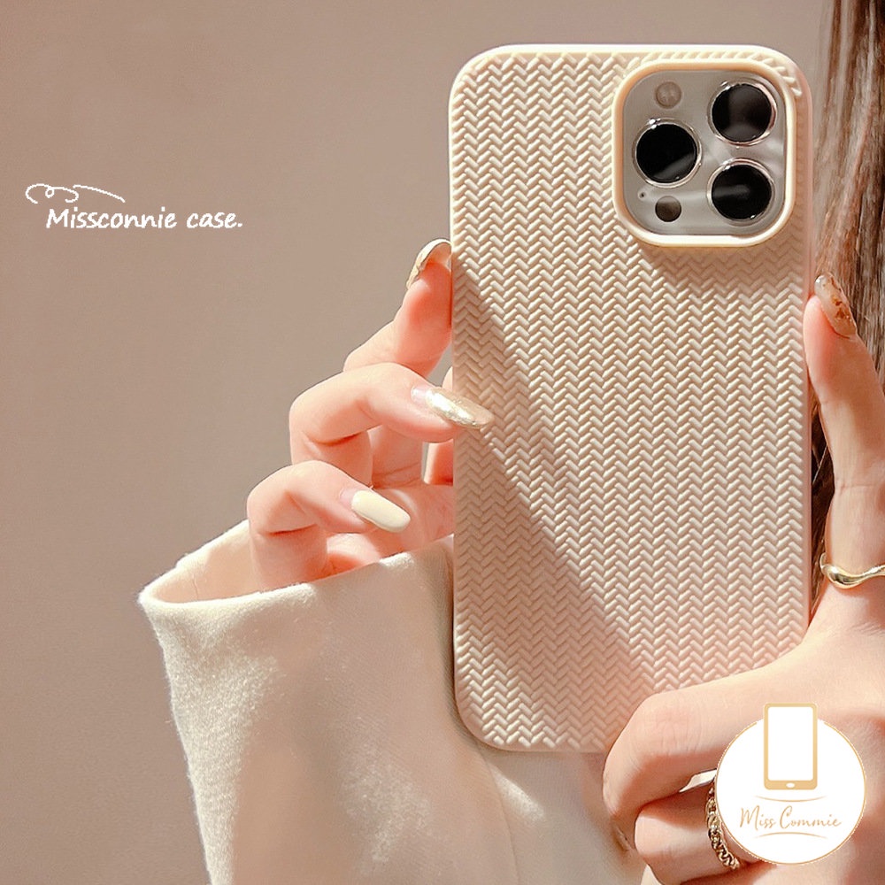 IPHONE Casing Pola Sweater Rajut Mewah Kompatibel Untuk Iphone6 6s 7 8 Plus X XR XS Max11 13 12 Pro Max SE 2020 Simple Warna Solid Lembut Tpu Cover