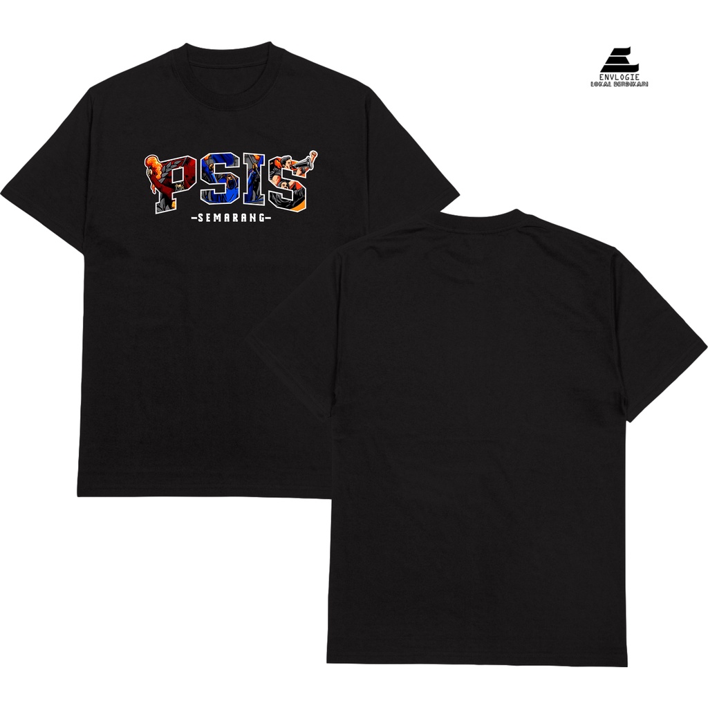 KAOS SUPORTER PSIS SEMARANG hitam dan putih lengan pendek (ENVLOGIE)