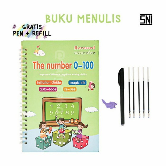 

Buku Anak Belajar Menulis Pintar Ajaib Magic Book Angka Huruf English