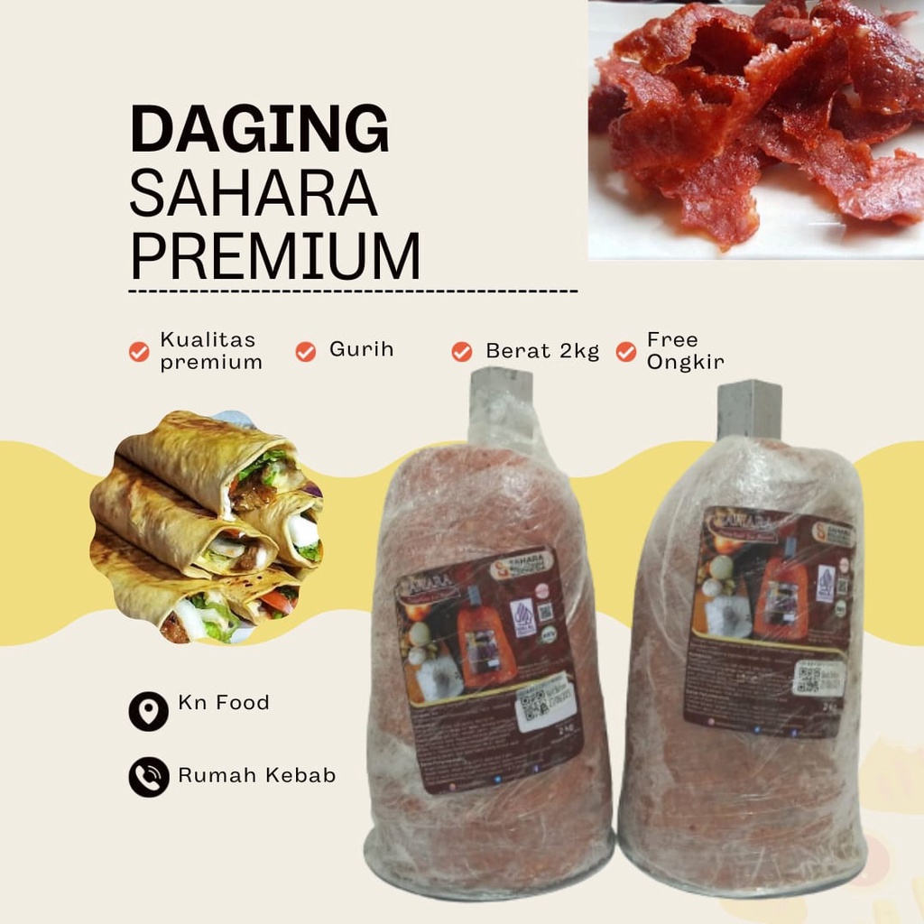 

Daging Kebab Sahara PREMIUM 2 Kg DENGAN TIANG