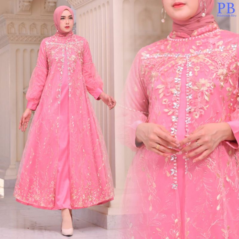 Gamis Tile Regina Kombinasi Payet Mutiara Modern/ Gamis Tile/ Gamis Kondangan/ Gamis/ Gamis Cardigan/ Gamis Mutiara/ Gamis Outer/ Gamis Seragaman/ Gamis Cantika/ Gamis Modern