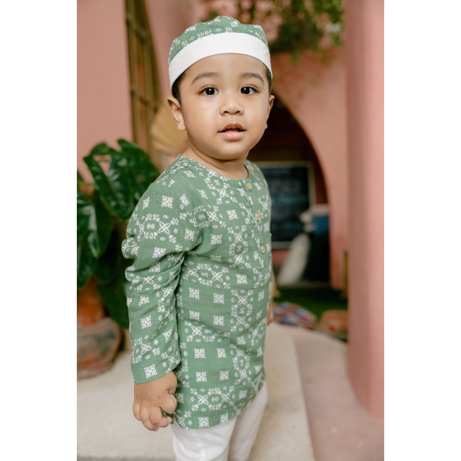 [TOMS] BOHOPANNA (1set) Rama Set / Baju Muslim Koko + Peci Anak Laki2 Lebaran Raya Ramadhan 2023 Terbaru