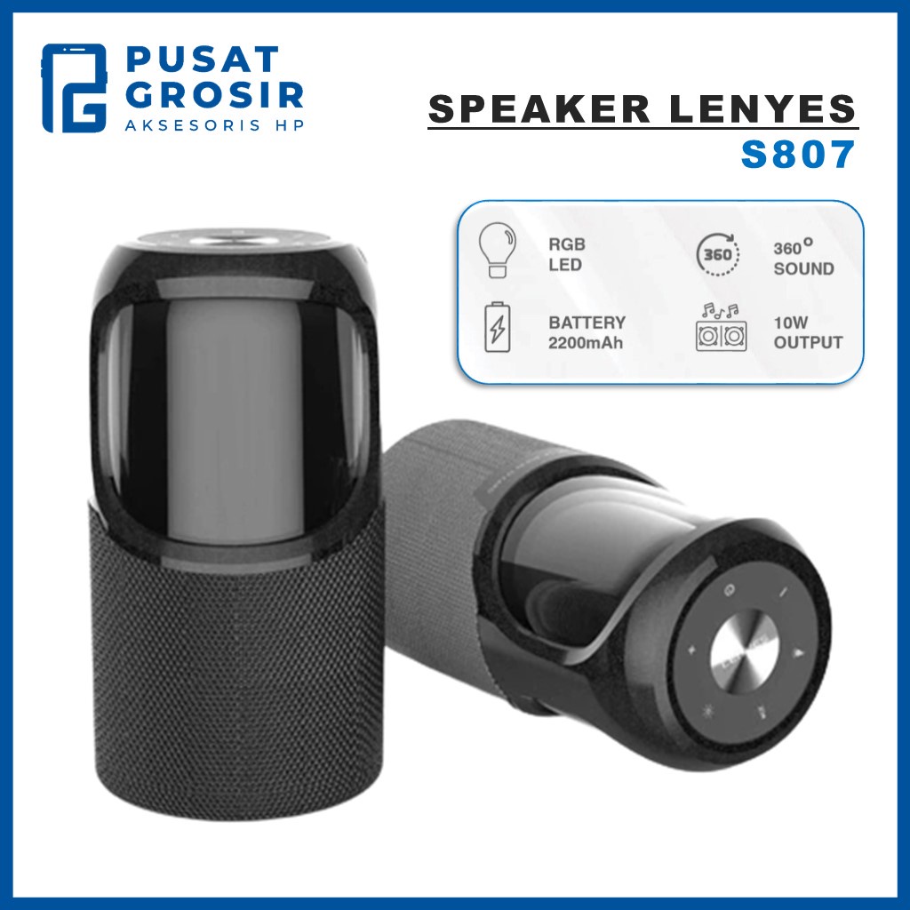 Speaker Bluetooth Lenyes S807 S-807 Bass Original RGB Waterproof IPX6 hifi portable stereo spiker gr