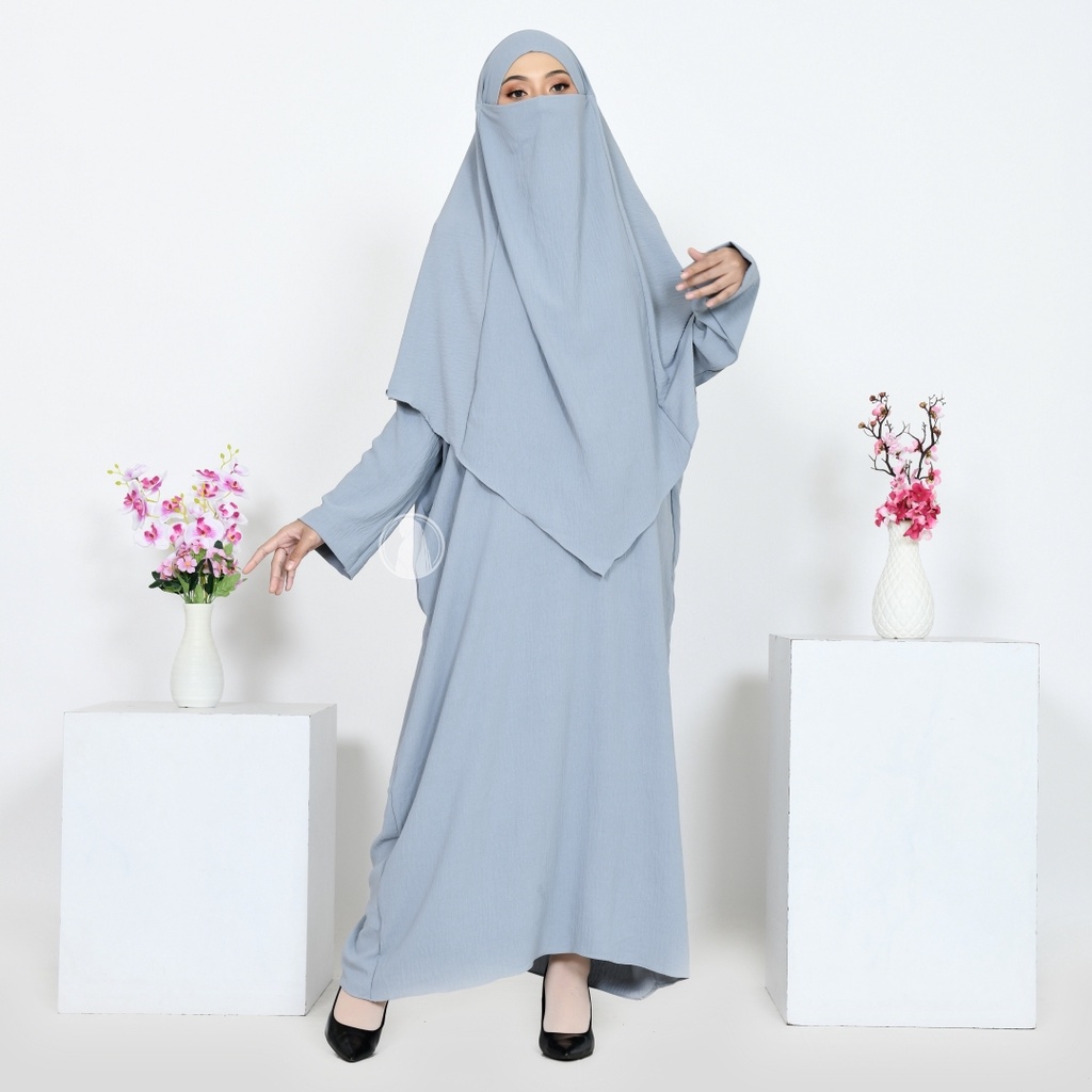 Gamis Syar'i Yoora Set Khimar Cadar Niqab French / Gamis Terlaris / Gamis Cadar dan HIjab / Gamis Be