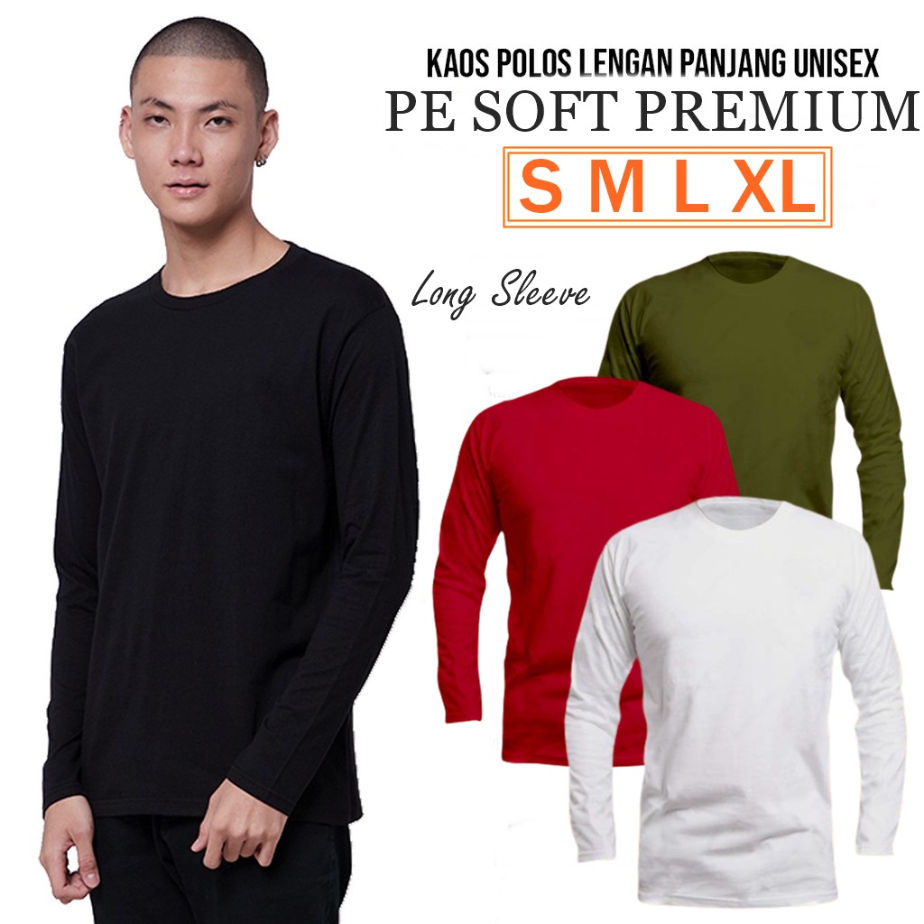 KAOS POLOS HITAM TANGAN PANJANG - LONG SLEEVE OBLONG ATASAN PRIA wanita TERMURAH kaos oblong tangan panjang pria wanita kaos murah