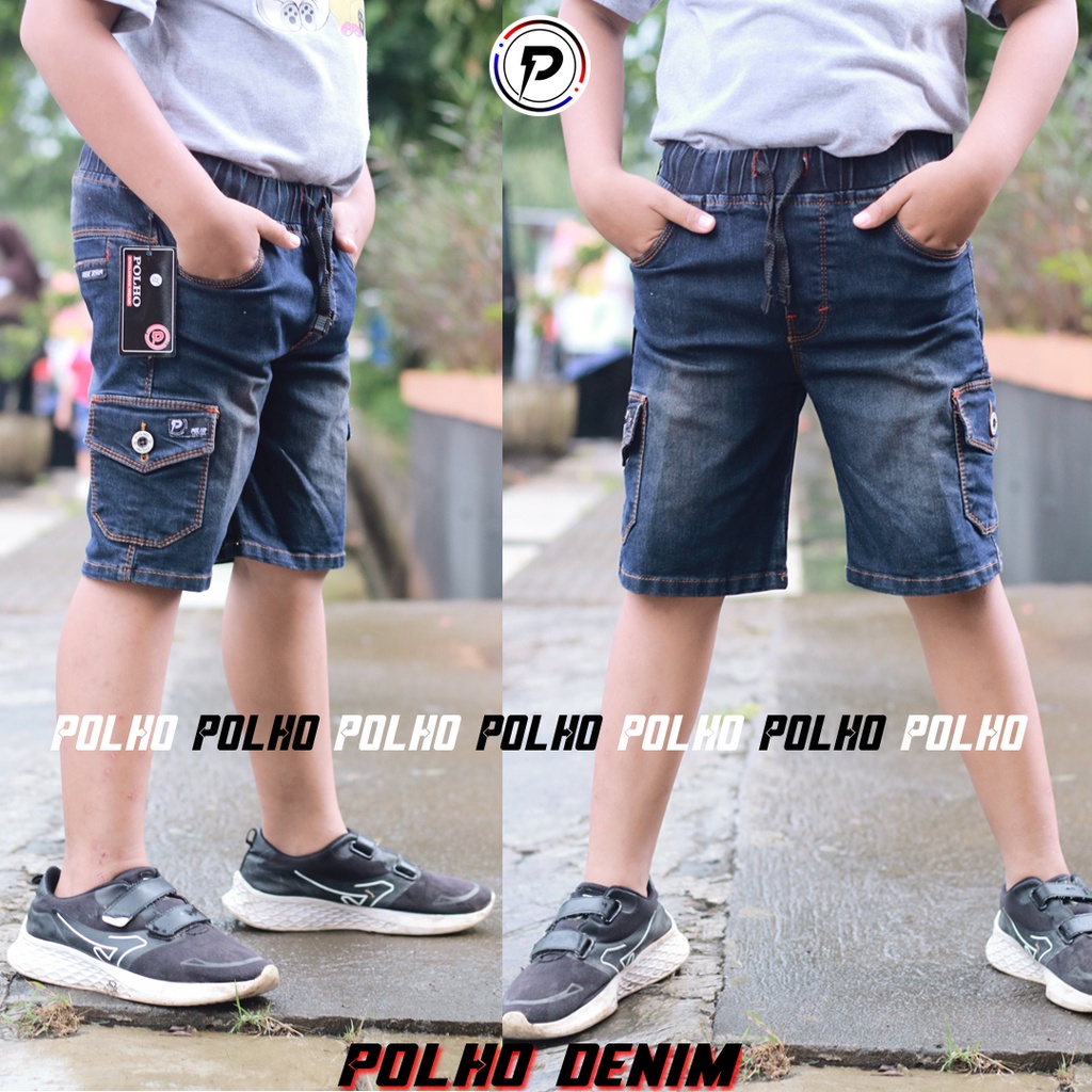 Celana Jeans Anak Pendek Cargo Boardshort usia 2-12 tahun by POLHO DENIM