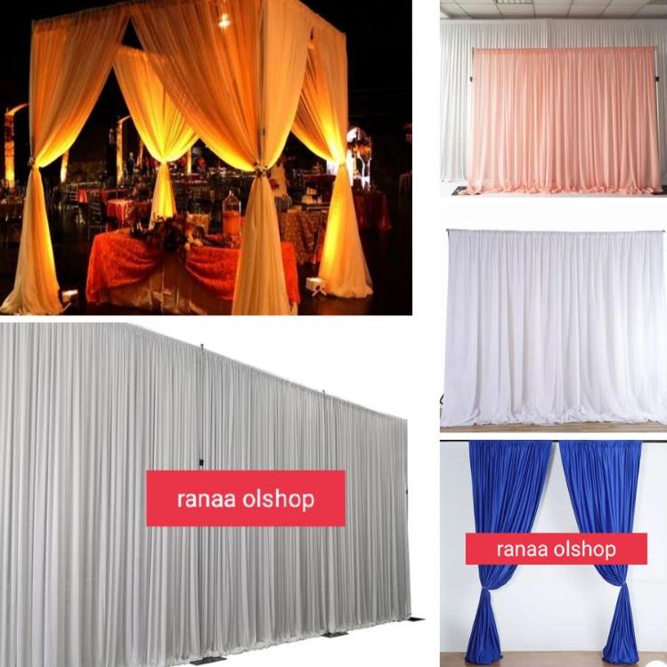 ヘ Backdrop tinggi 250cm background latar belakang kain filamin polos ysku 54 Spanduk Pernikahan Luar