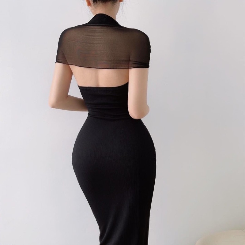 [Premium] Slim Sleeveless Short Backless Halter Dress 7559