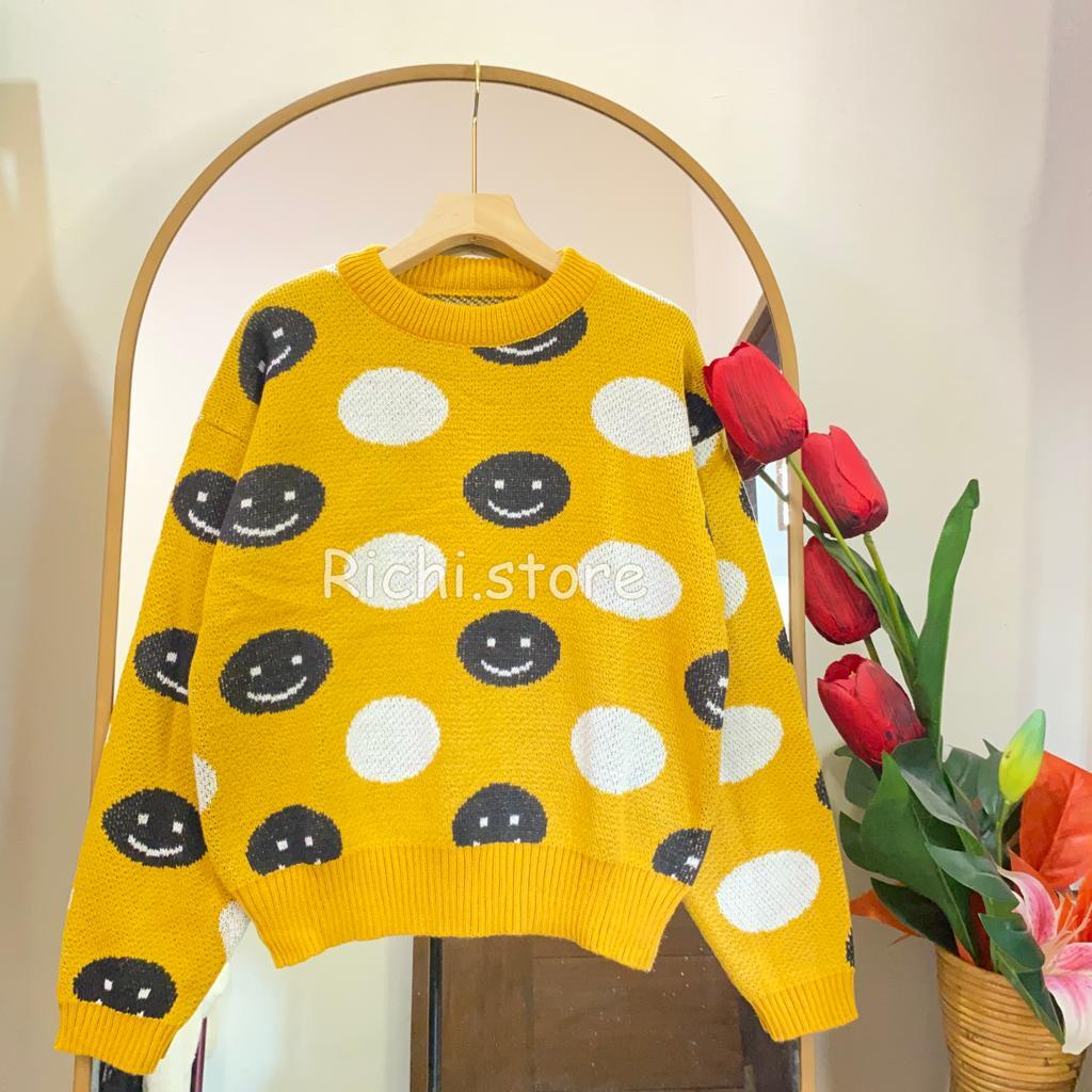 AYUNDA SWEATER RAJUT TEBAL MOTIF SMILE