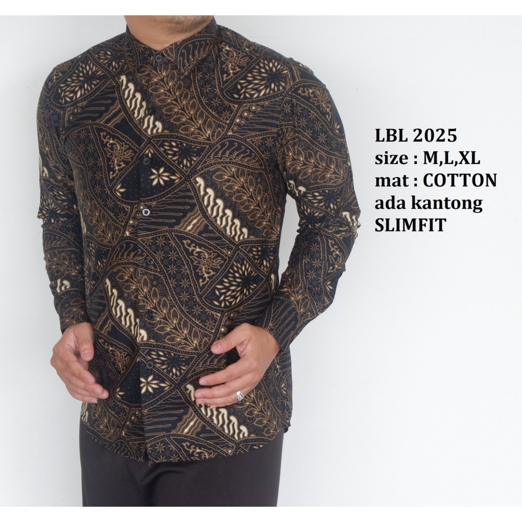 Baju Batik Pria Slimfit Kemeja Lengan Panjang Hem Slim Fit LBL 2025