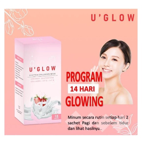 u glow glutha Collagen milk minuman bubuk pemutih badan alami 1box isi 10sachet original..