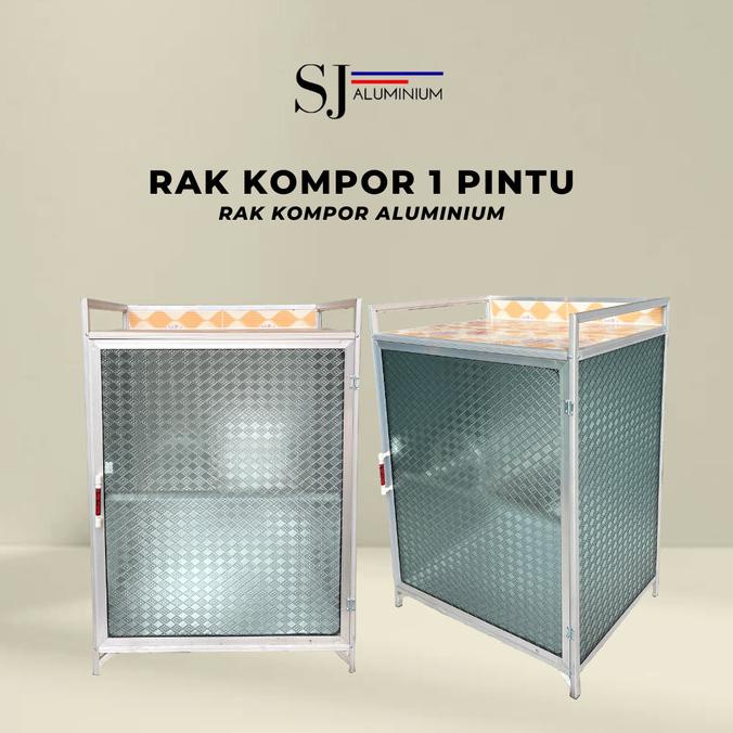 Lemari Rak Piring Aluminium Kaca Meja Dapur - Rak Kompor 1 Pintu Store_Liree