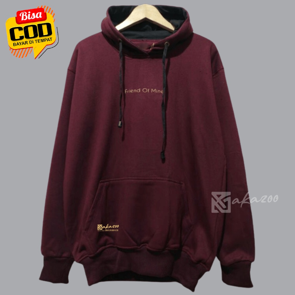 hoodie distro pria original AKAZOO WARNA MARUN friend of mine bahan flece sweater oversize pria xxl ziper hoodie korea style akazoo.id