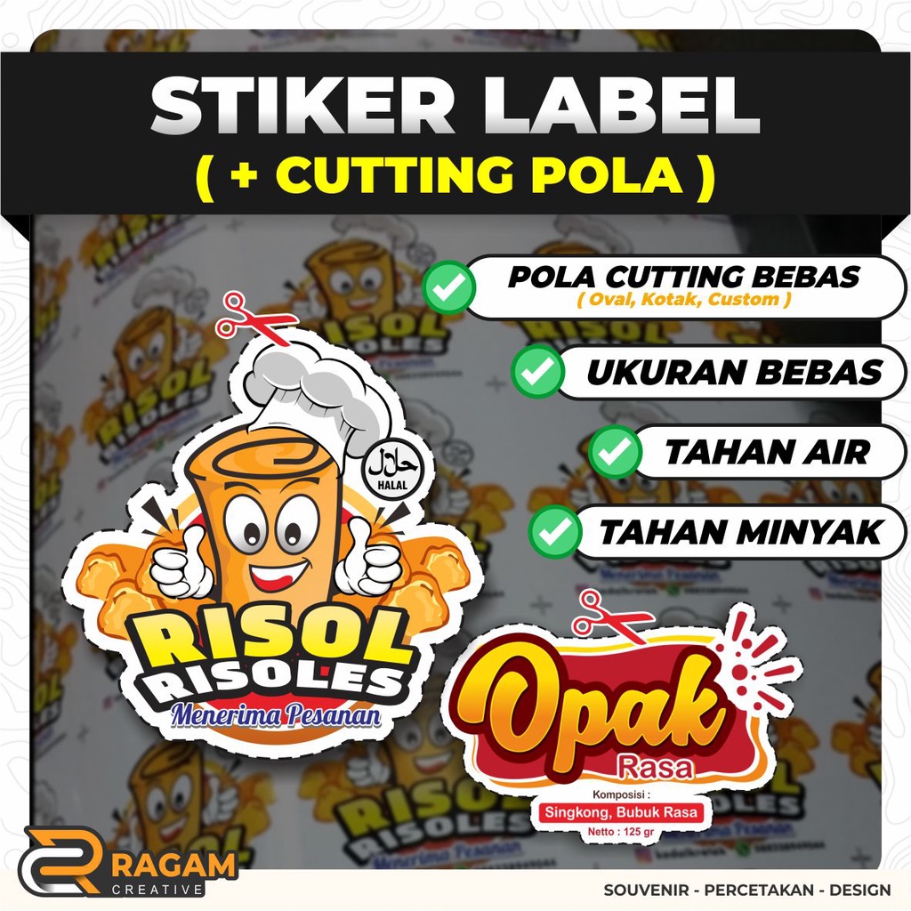 

Stiker Label Meteran / Stiker Cutting / Label Makanan / Label Produk / Label Logo / Potong Pola