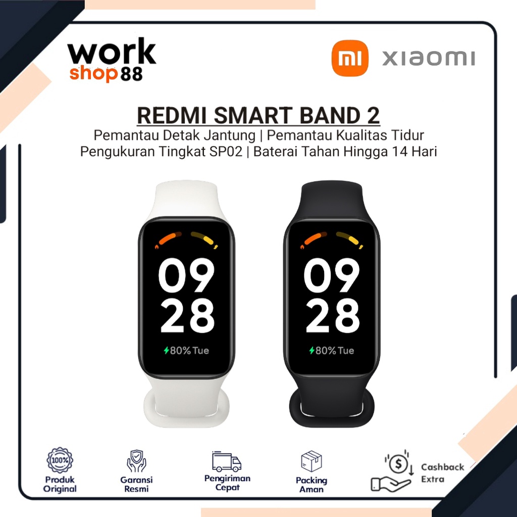 Produk Baru - Xiaomi Redmi Smart Band 2 - New Original Garansi Resmi TAM - Sp02 Detak Jantung Notifi