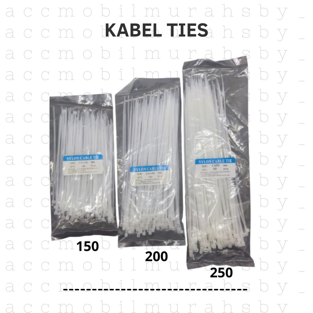 Kabel Tie / Kabel Ties / Cable Tie 2.5x150 MM / 2.5x200 MM / 2.5x250 MM PUTIH 1 Pack ISI 100PCS