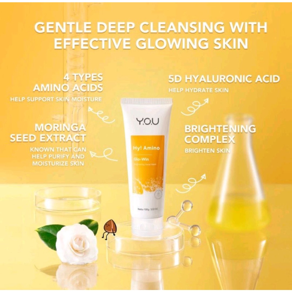 YOU HY AMINO FACIAL WASH BRIGHTENING 100gram / SABUN WAJAH Y.O.U BRIGH